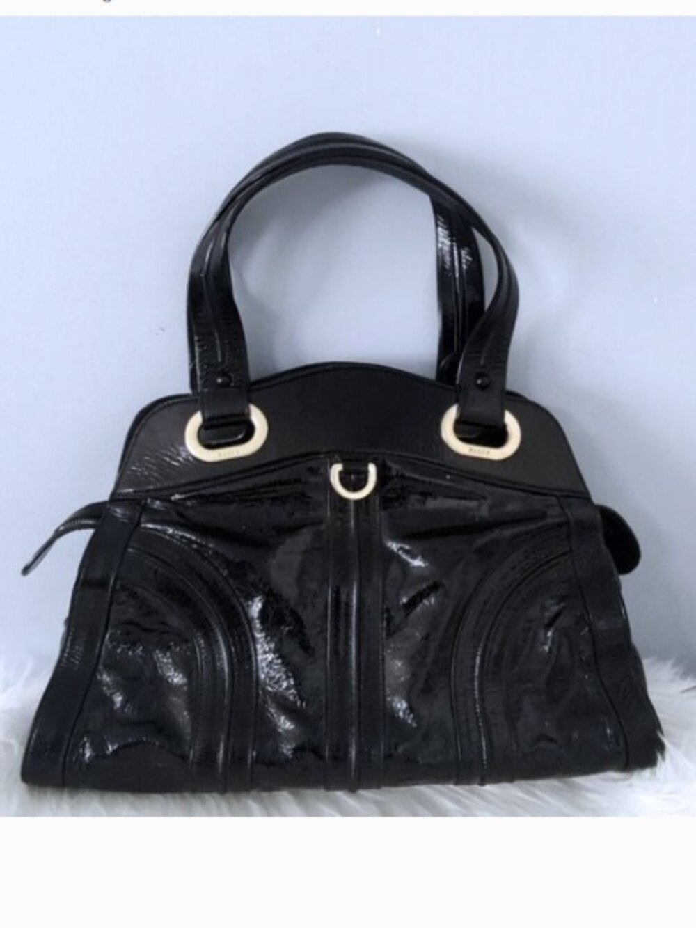 Bally vintage patent leather satchel goldtone hardware EUC